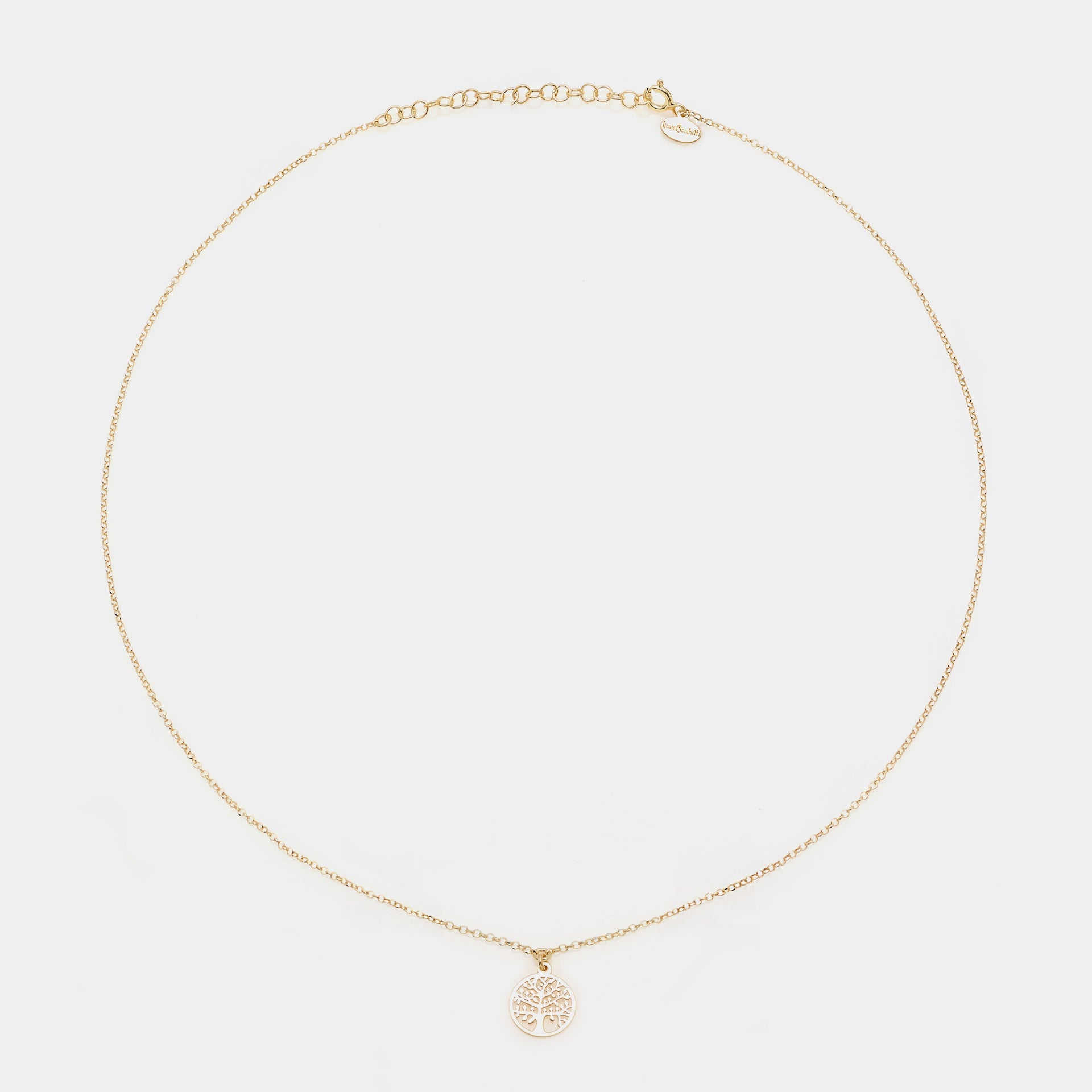 Gold-plated silver necklace with round pierced tree of life pendant