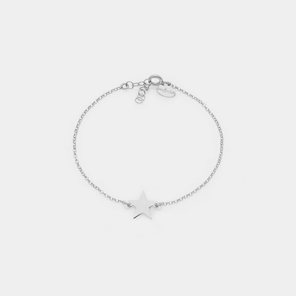 Rhodium-plated silver bracelet with star centerpiece