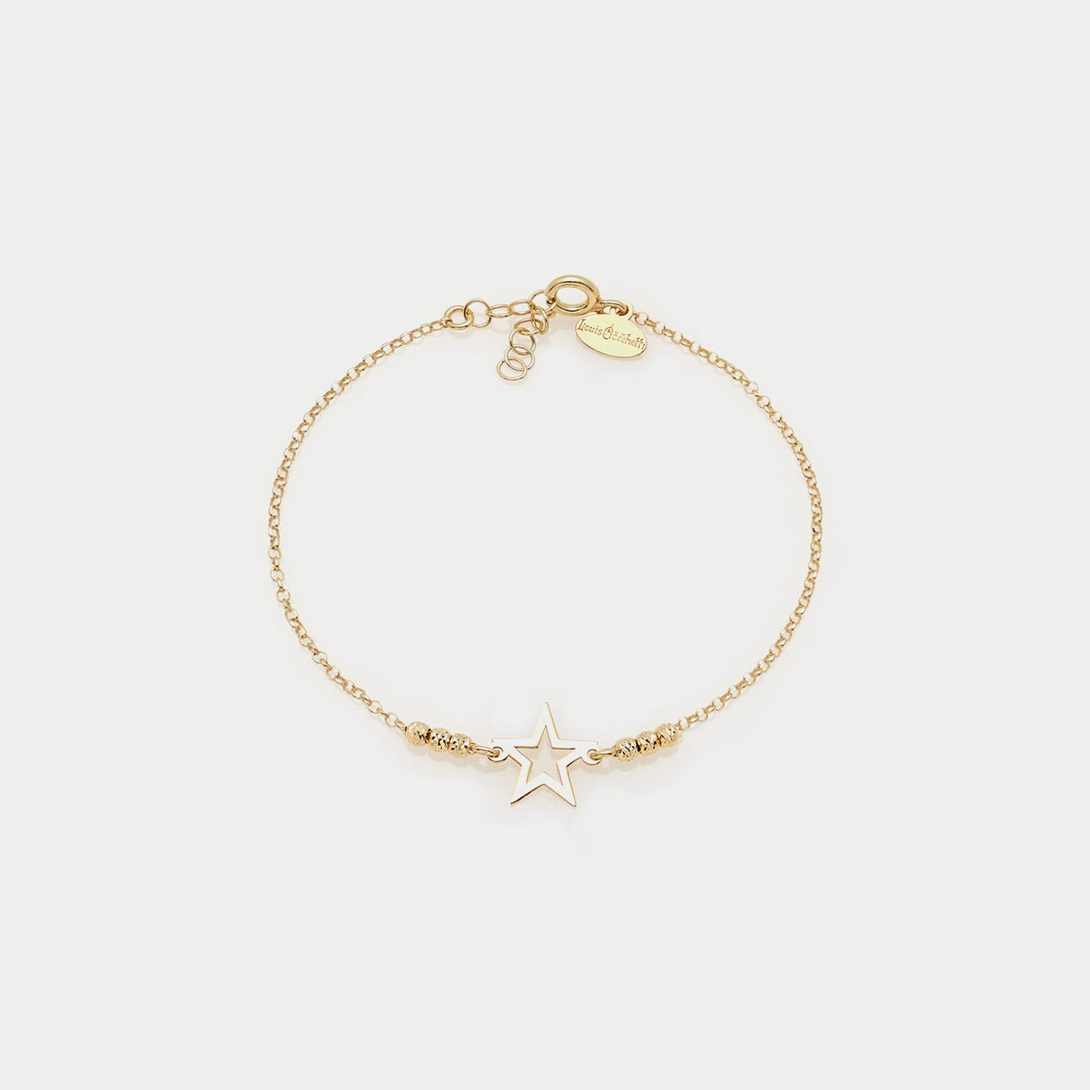 Gold-plated silver bracelet with faceted beads and central pierced star
