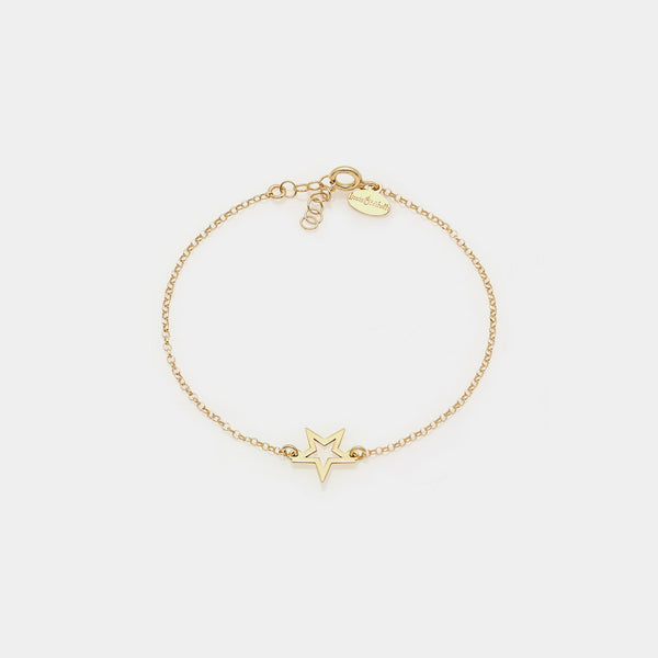 Gold-plated silver bracelet with pierced star centerpiece