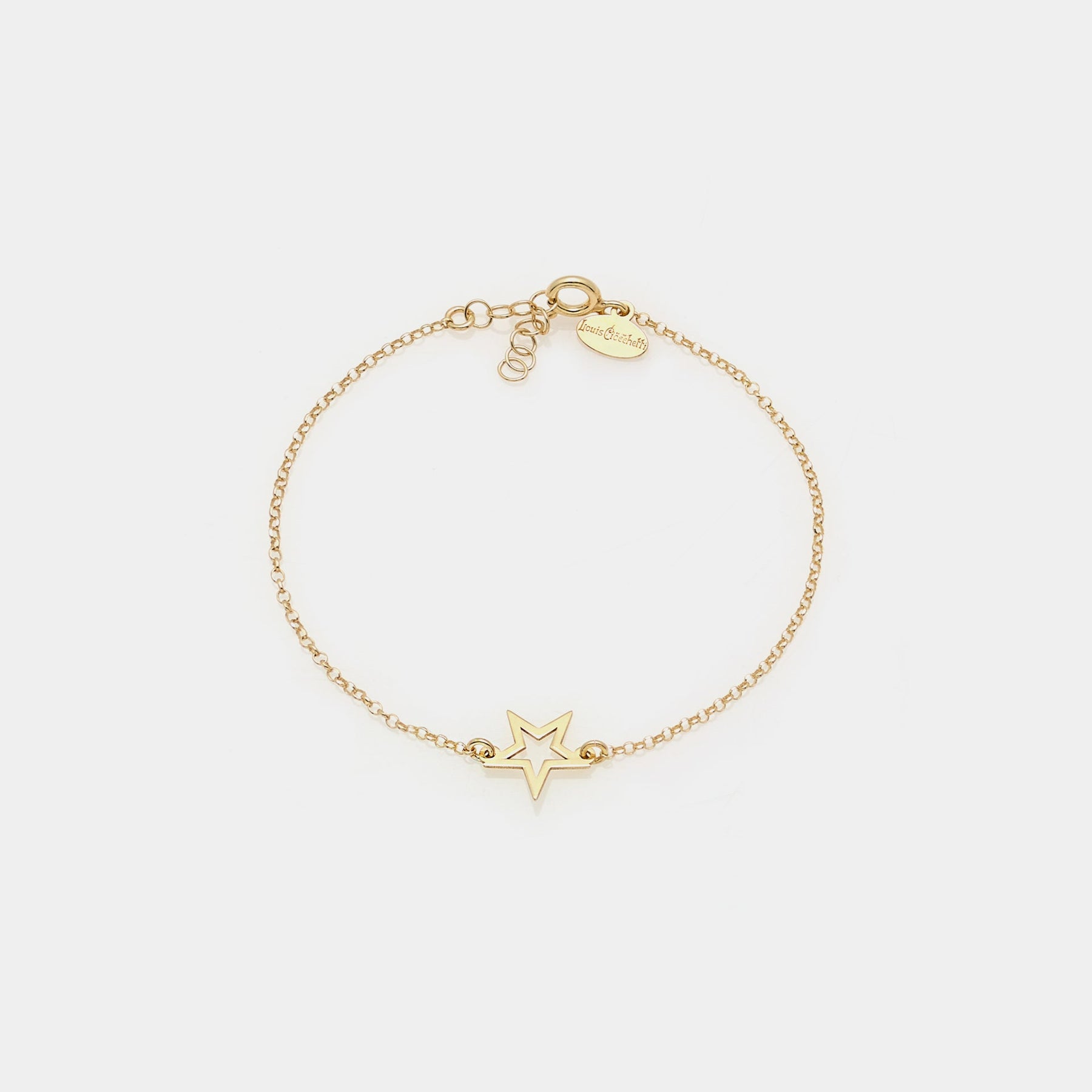 Gold-plated silver bracelet with pierced star centerpiece