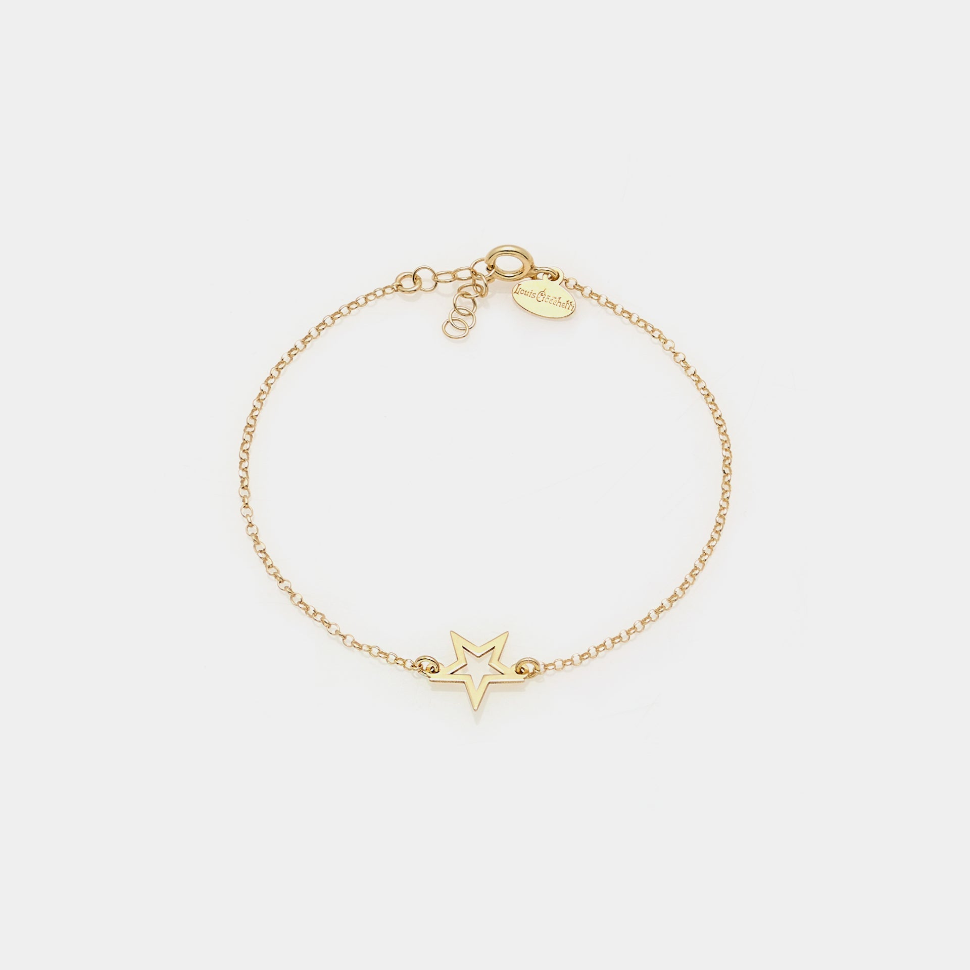 Gold-plated silver bracelet with pierced star centerpiece