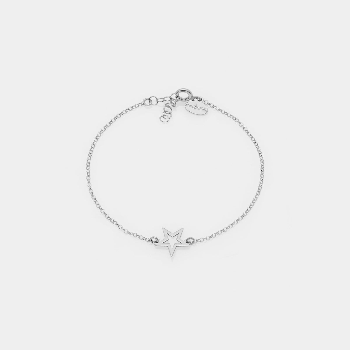 Pulsera de plata chapada en rodio con centro de estrella perforada