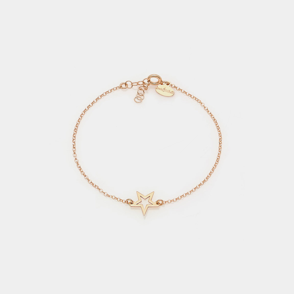 Rose gold plated silver bracelet with pierced star centerpiece
