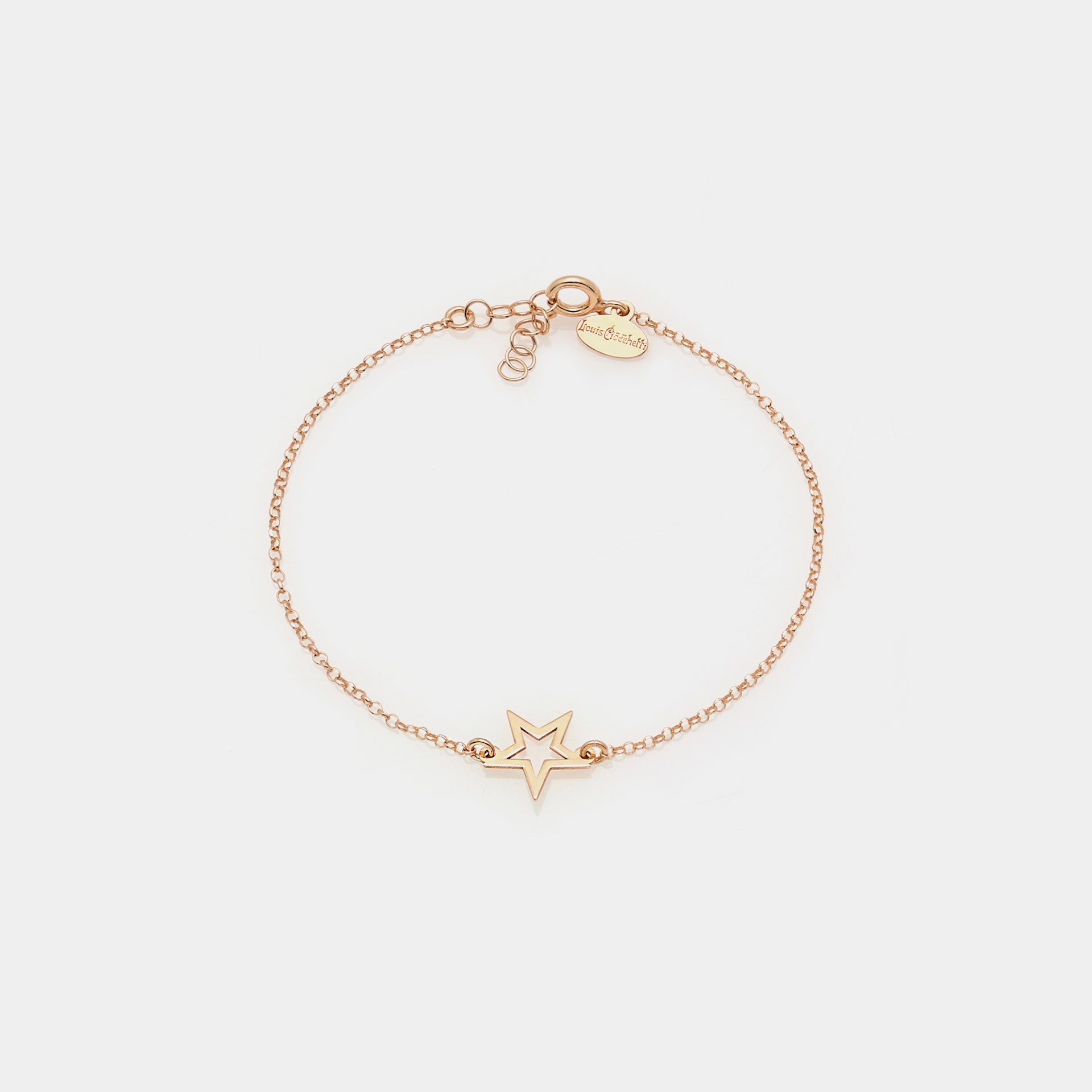 Rose gold plated silver bracelet with pierced star centerpiece
