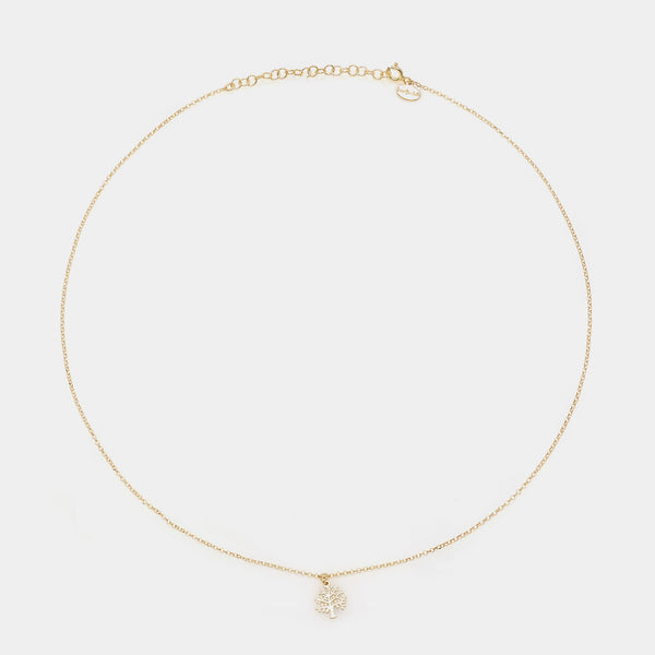Collana argento dorato con centrale albero della vita traforato pendente