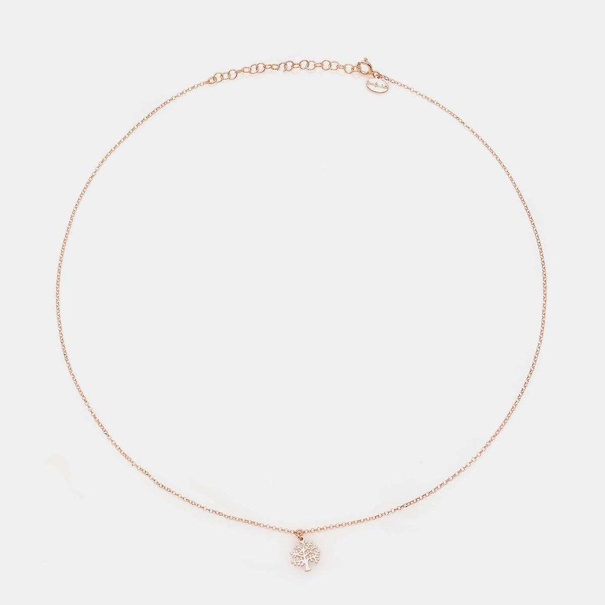 Rose gold silver necklace with pierced tree of life pendant