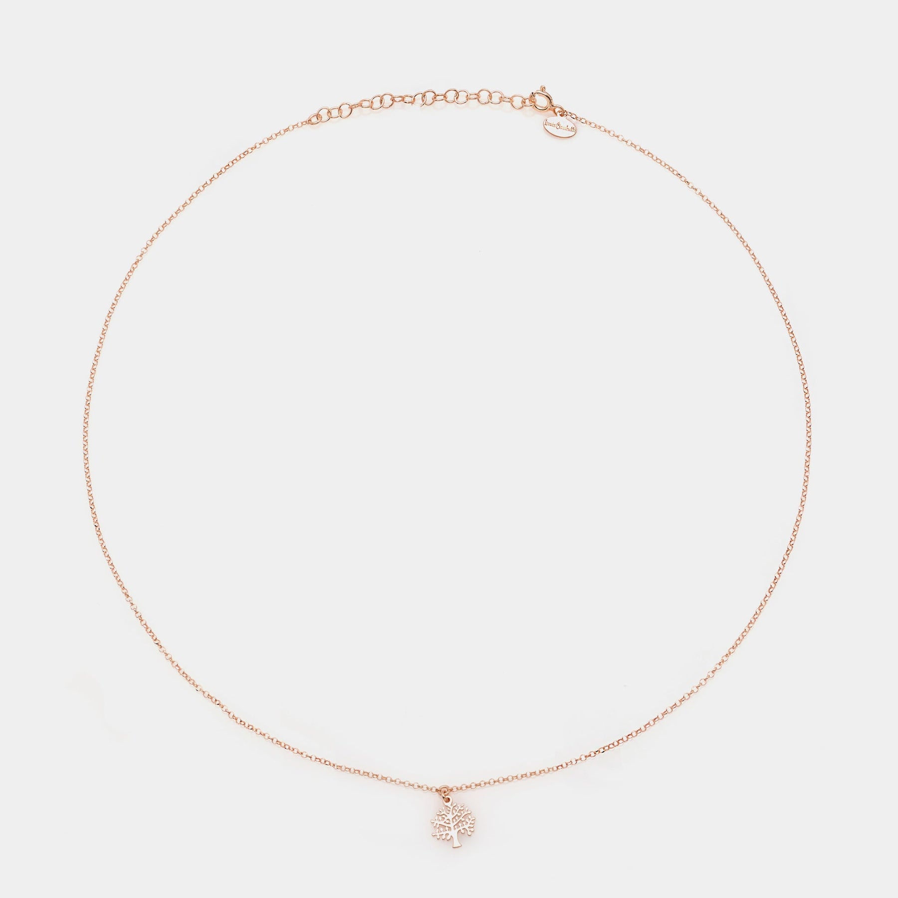 Rose gold silver necklace with pierced tree of life pendant