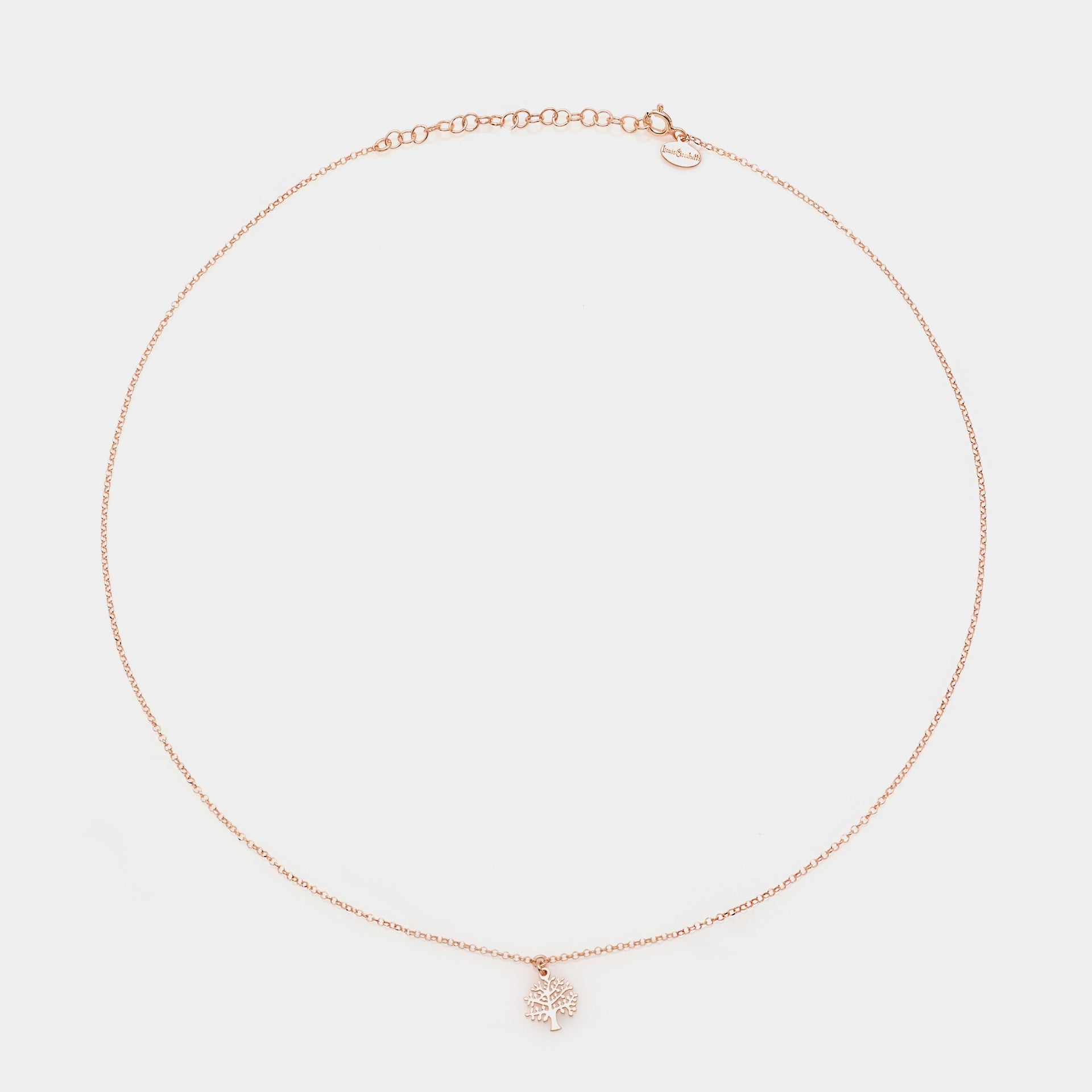 Rose gold silver necklace with pierced tree of life pendant