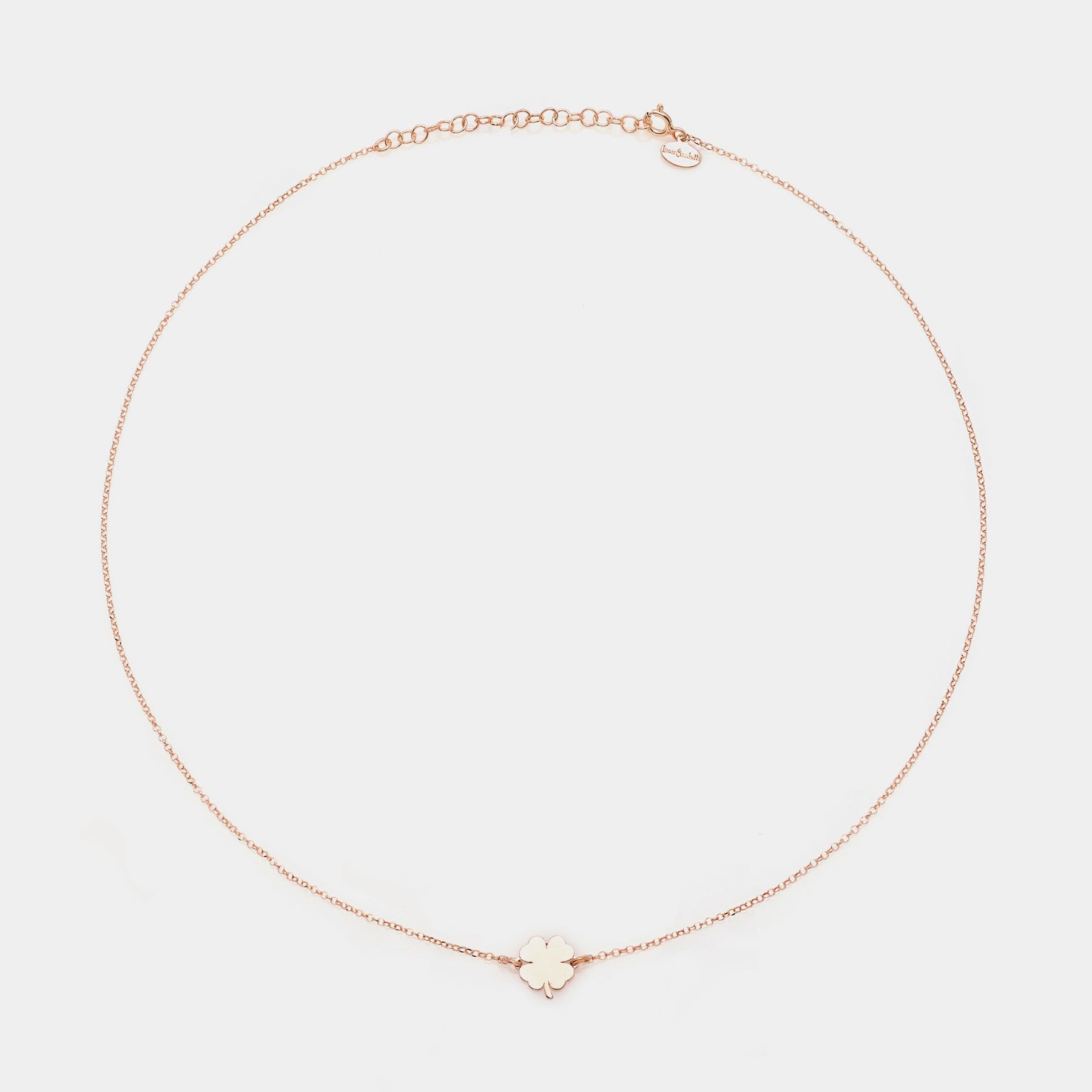 Rose gold silver necklace with clover centerpiece