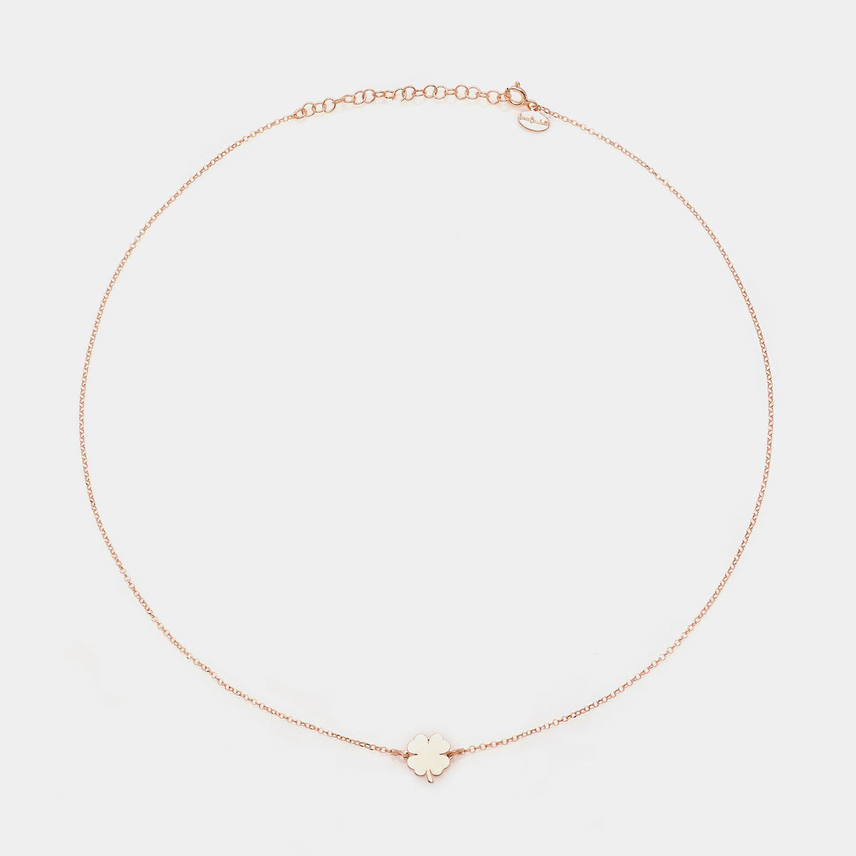 Rose gold silver necklace with clover centerpiece