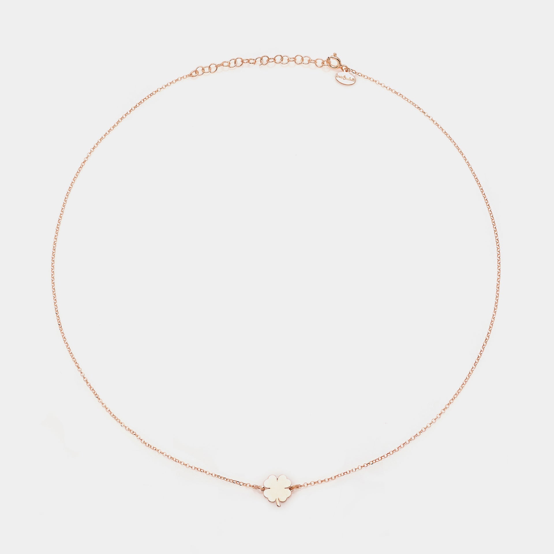 Rose gold silver necklace with clover centerpiece