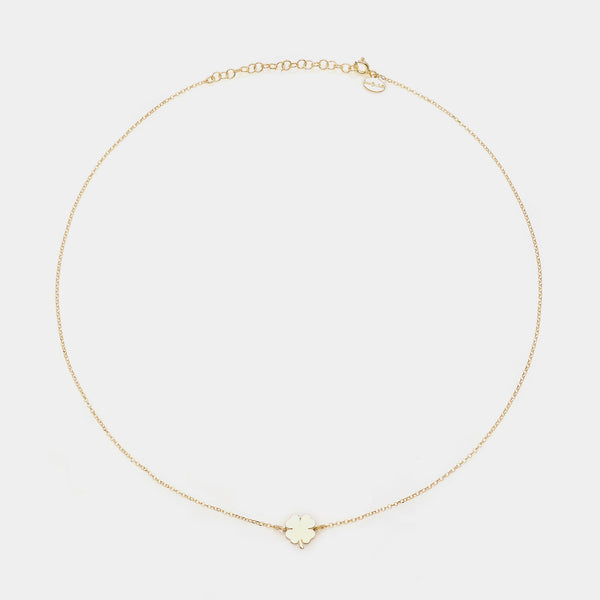 Gold-plated silver necklace with clover centerpiece