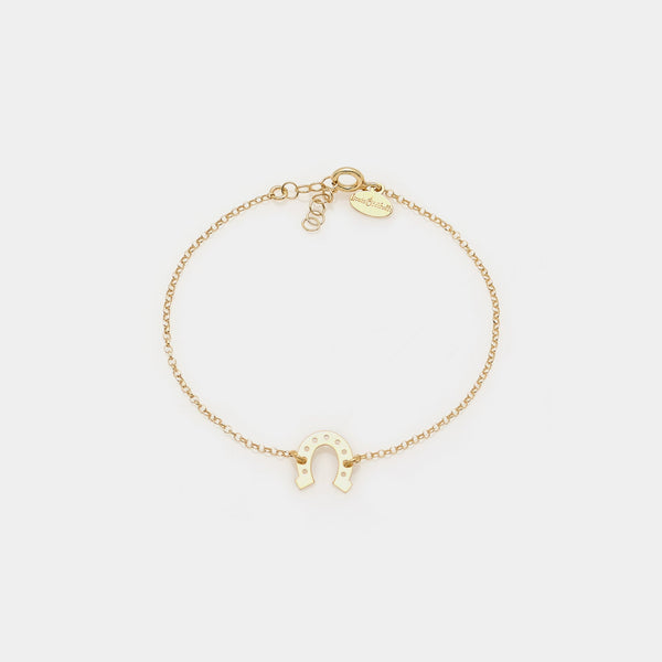 Gold-plated silver bracelet with horseshoe centerpiece
