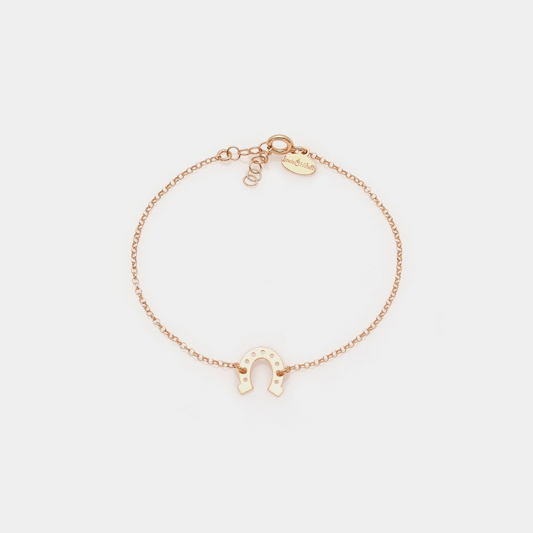 Rose gold-plated silver bracelet with horseshoe centerpiece