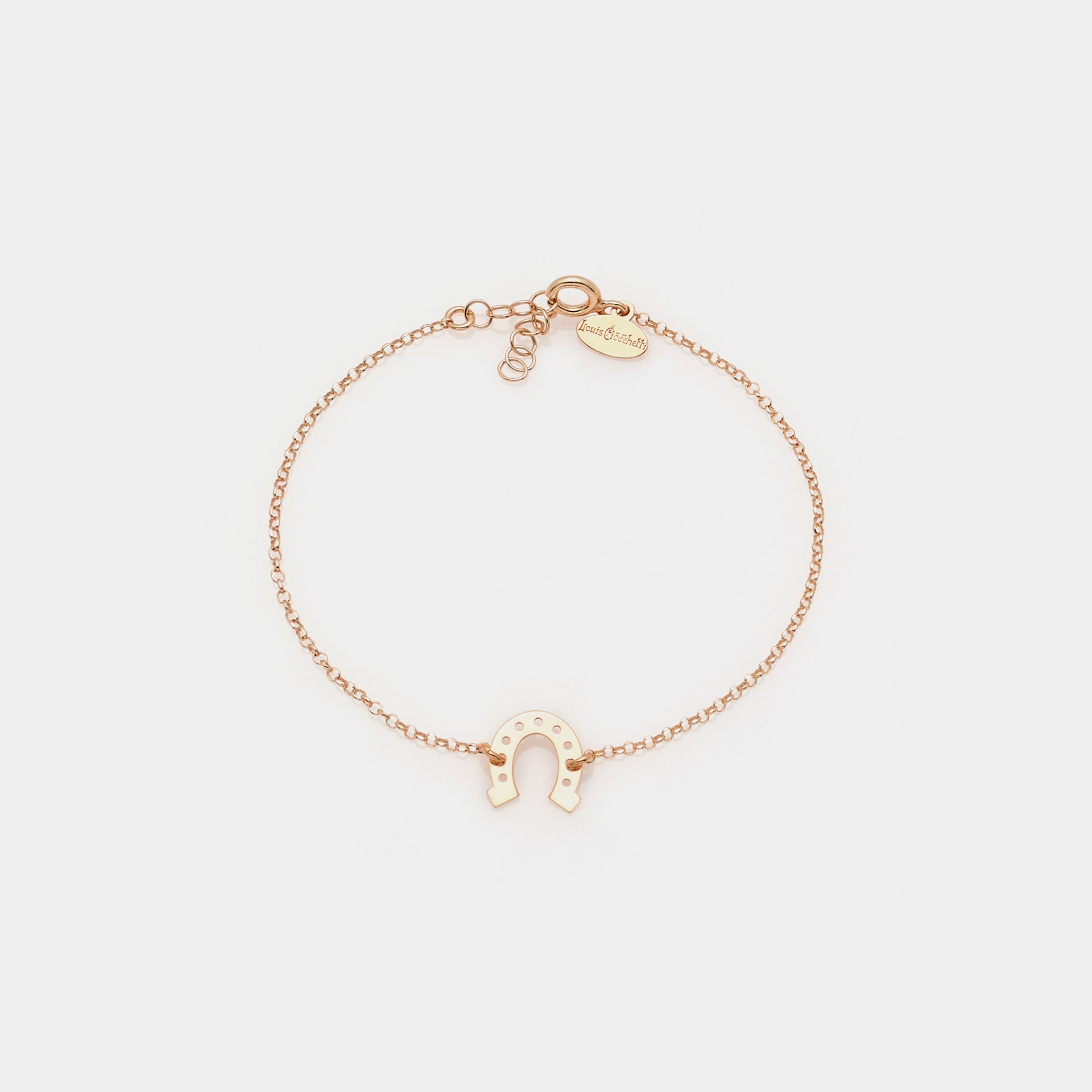 Rose gold-plated silver bracelet with horseshoe centerpiece