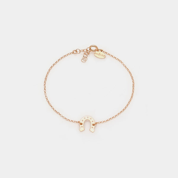 Rose gold-plated silver bracelet with horseshoe centerpiece