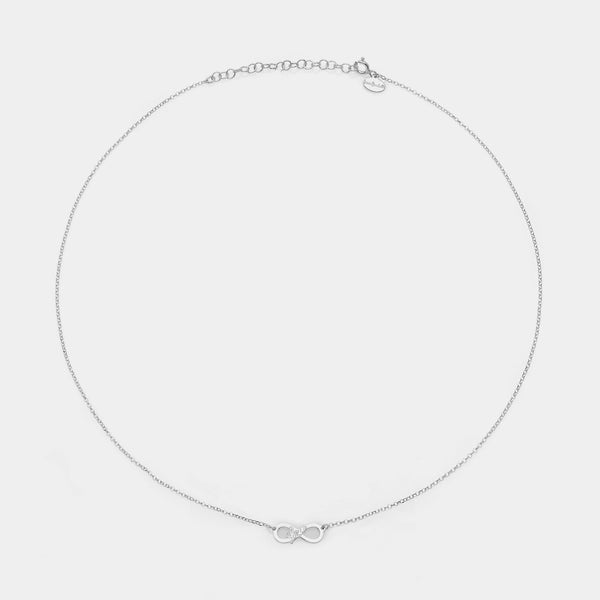 Collana argento rodiato con centrale infinito traforato e scritta LOVE