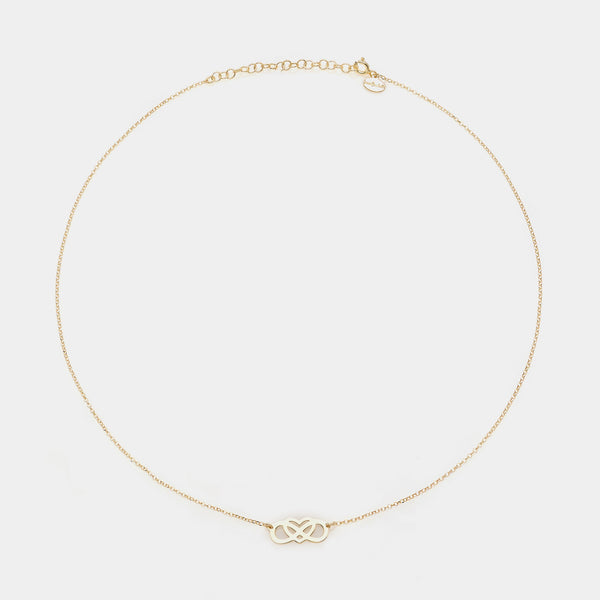 Collana argento dorato con centrale infinito e cuore intrecciati e traforati