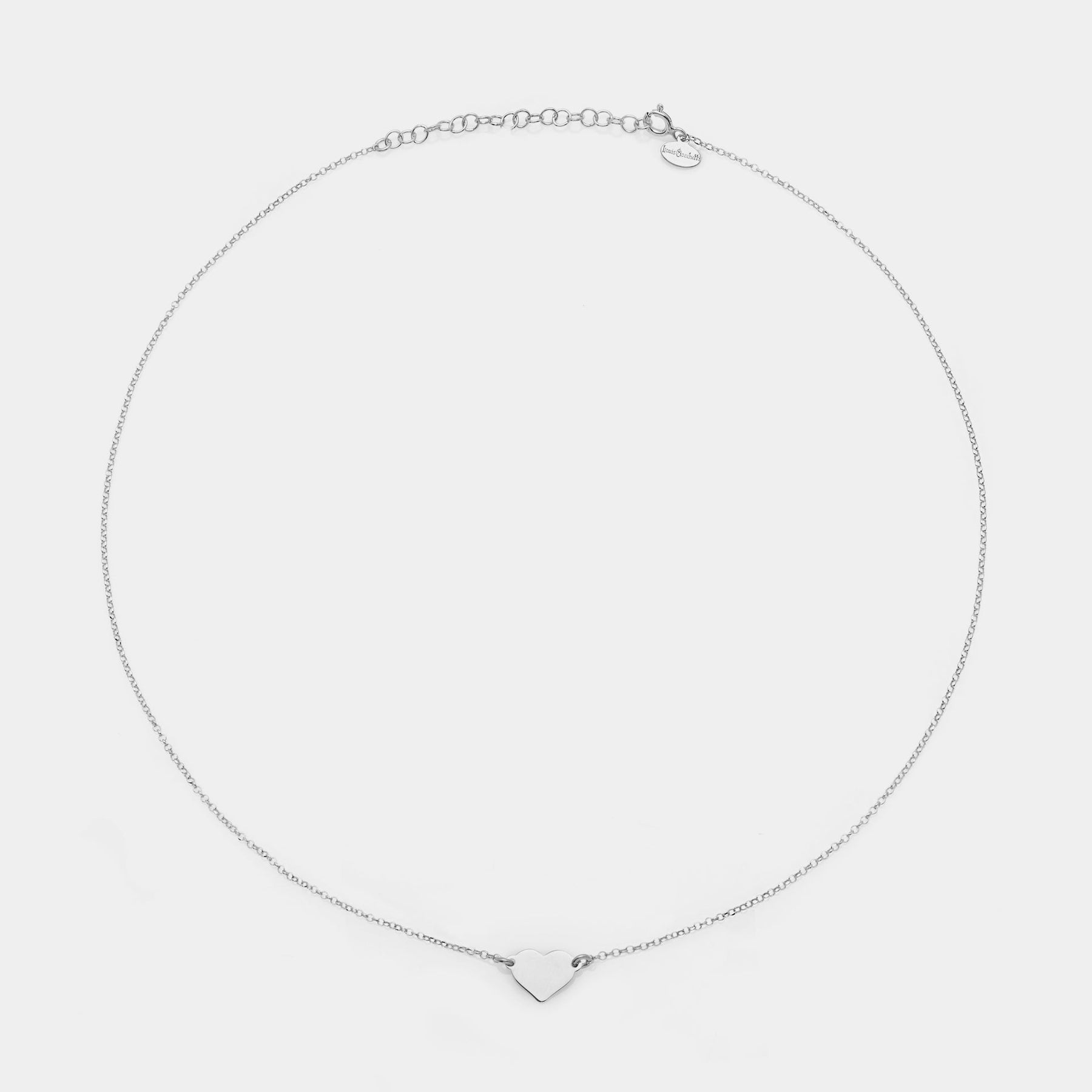 Rhodium-plated silver necklace with classic heart centerpiece