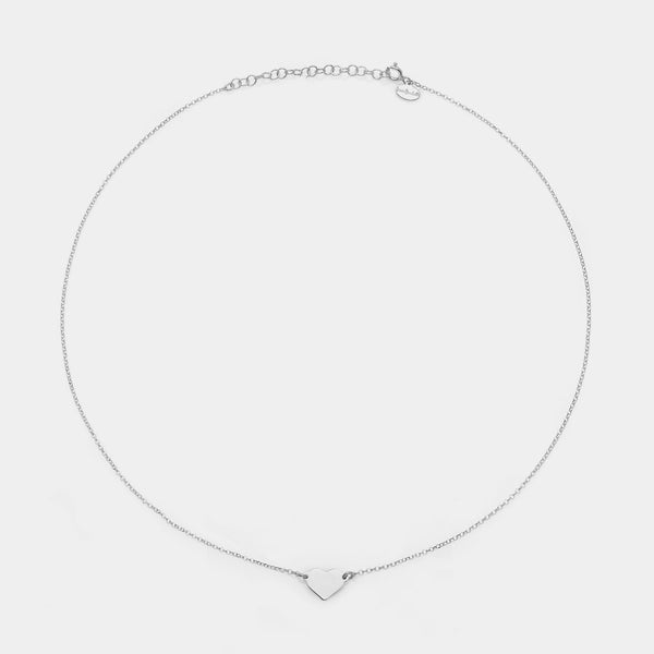 Collana argento rodiato con centrale cuore classico