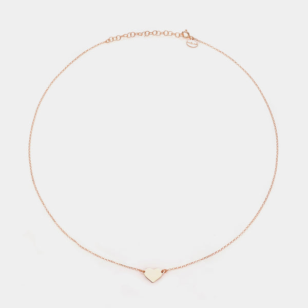 Rose gold silver necklace with classic heart centerpiece