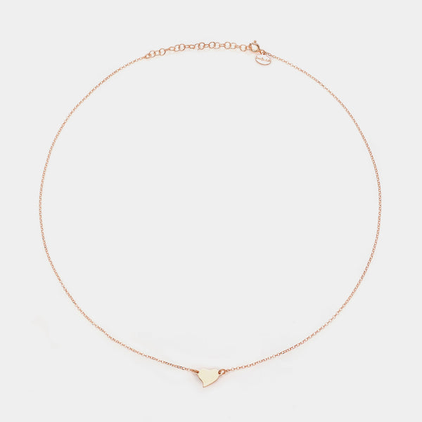 Rose gold silver necklace with twisted heart centerpiece