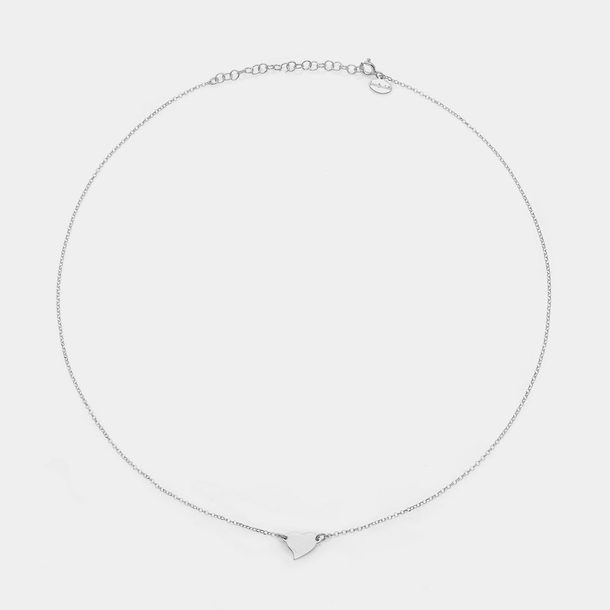 Collana argento rodiato con centrale cuore storto
