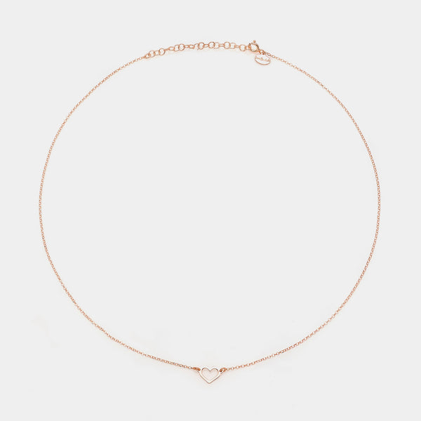 Collana argento rosato con centrale cuore classico traforato