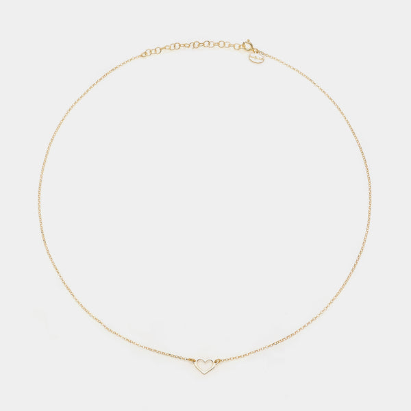 Gold-plated silver necklace with classic pierced heart centerpiece
