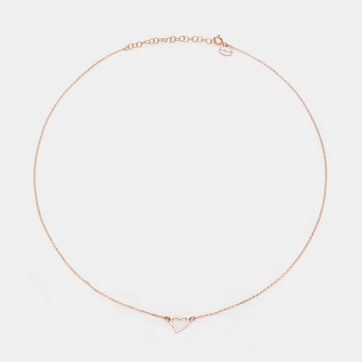 Collana argento rosato con centrale cuore storto traforato