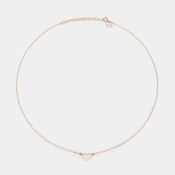 Rose gold silver necklace with twisted heart centerpiece