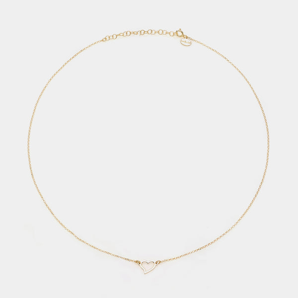 Collana argento dorato con centrale cuore storto traforato