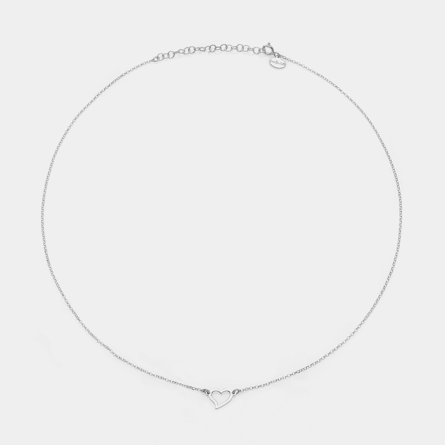 Rhodium-plated silver necklace with twisted heart centerpiece