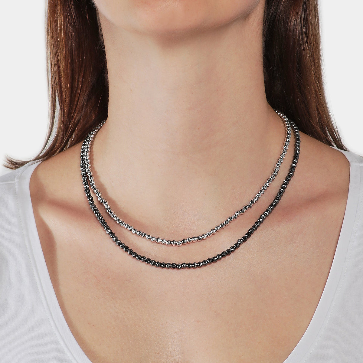 Rhodium-plated silver necklace ref. LC40