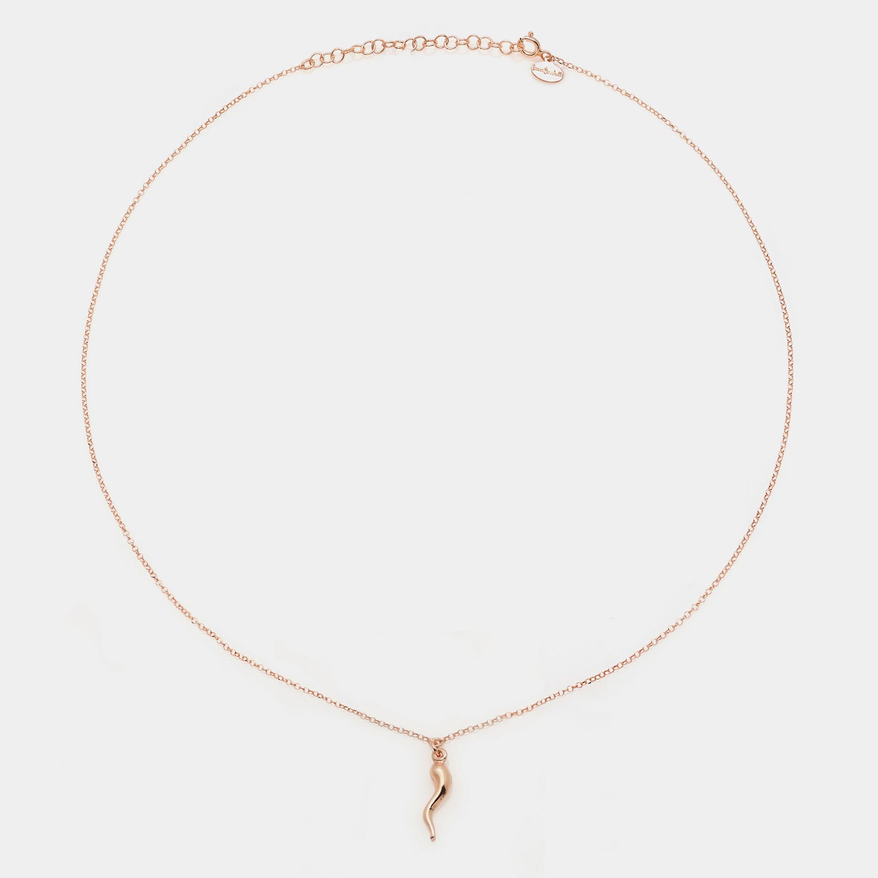 Rose gold silver necklace with smooth curved horn pendant