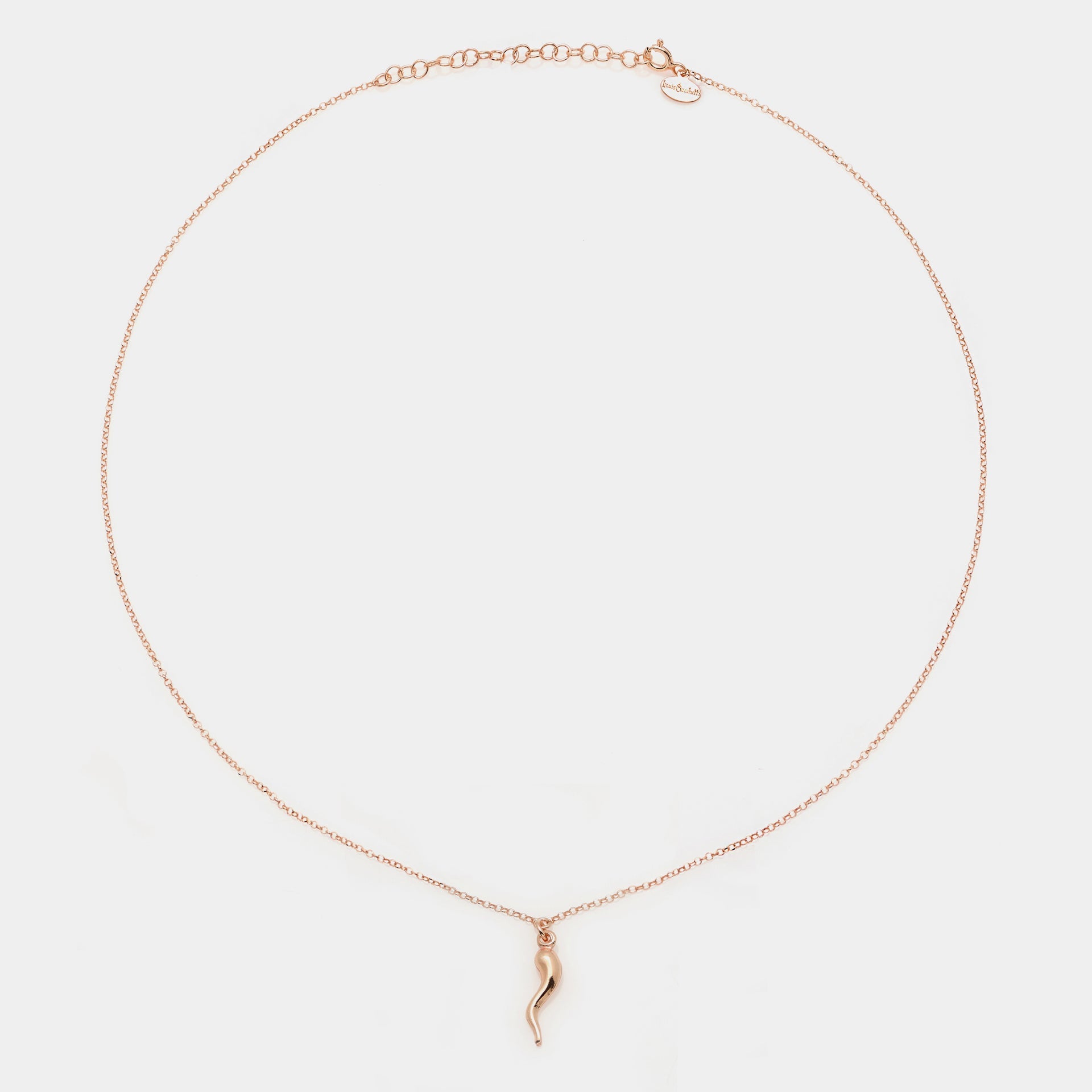 Rose gold silver necklace with smooth curved horn pendant