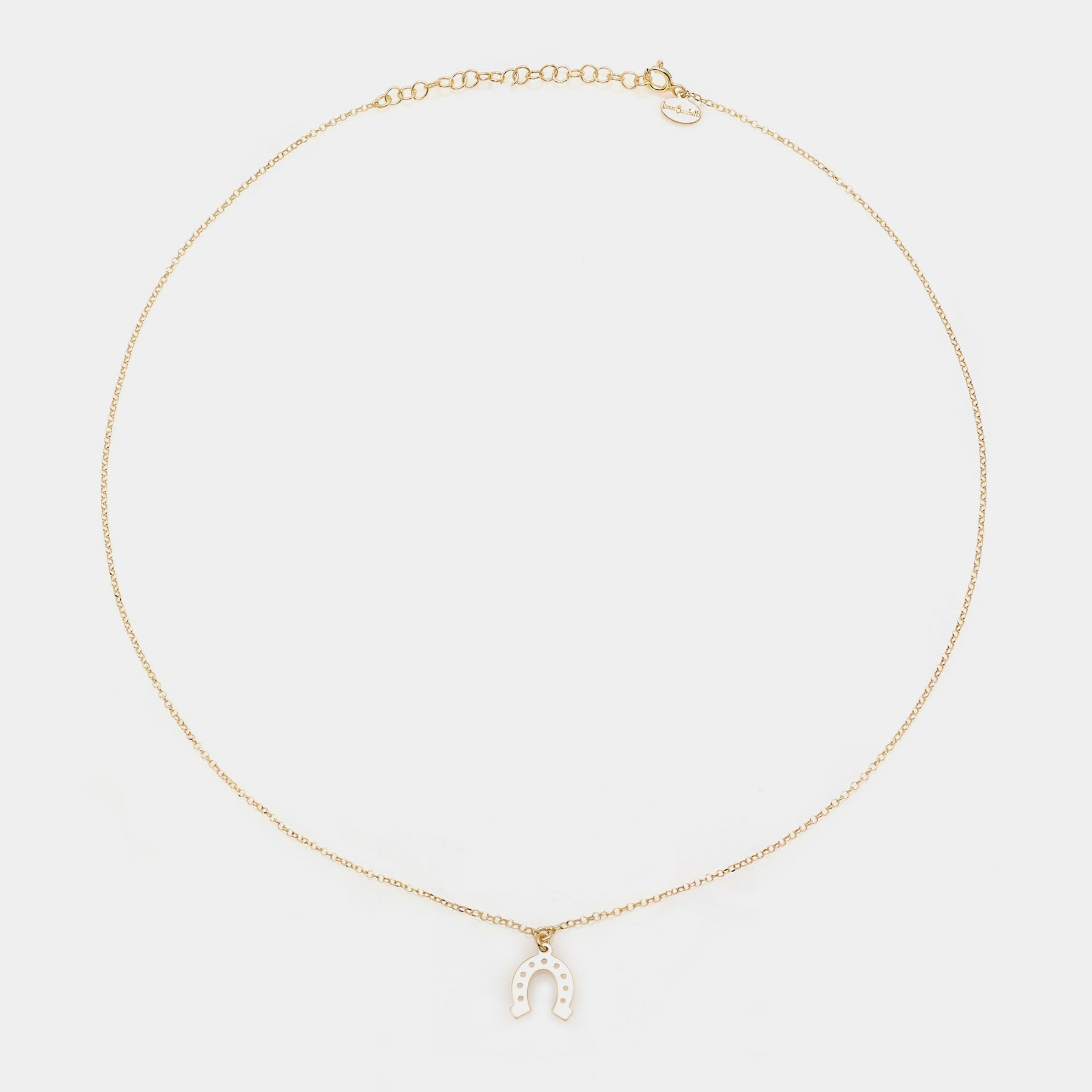 Gold-plated silver necklace with a hanging horseshoe centerpiece