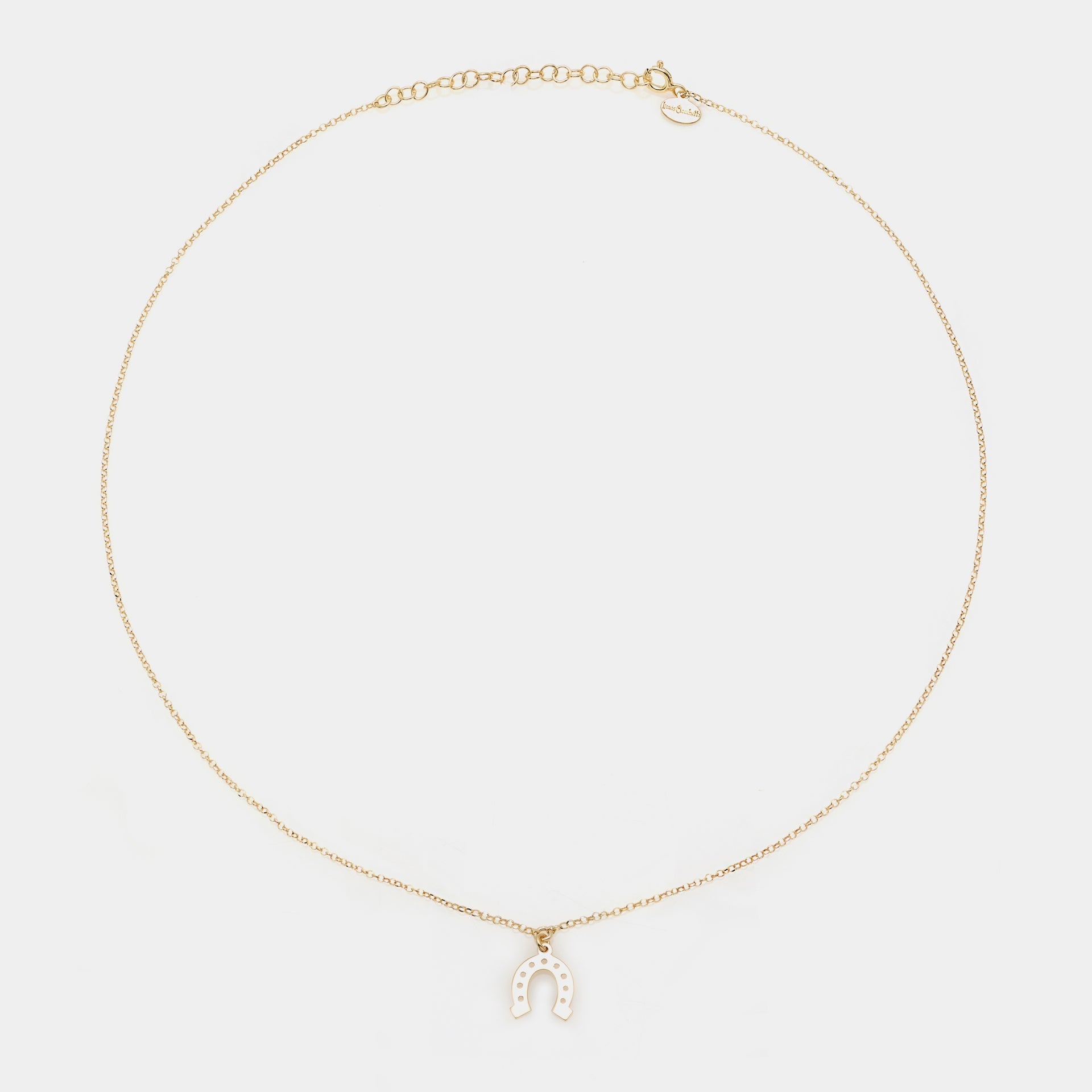 Gold-plated silver necklace with a hanging horseshoe centerpiece