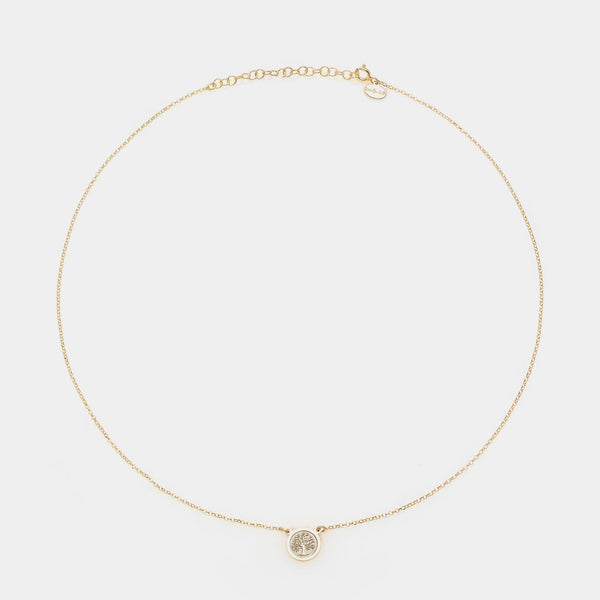 Collana argento dorato con centrale disco con albero della vita