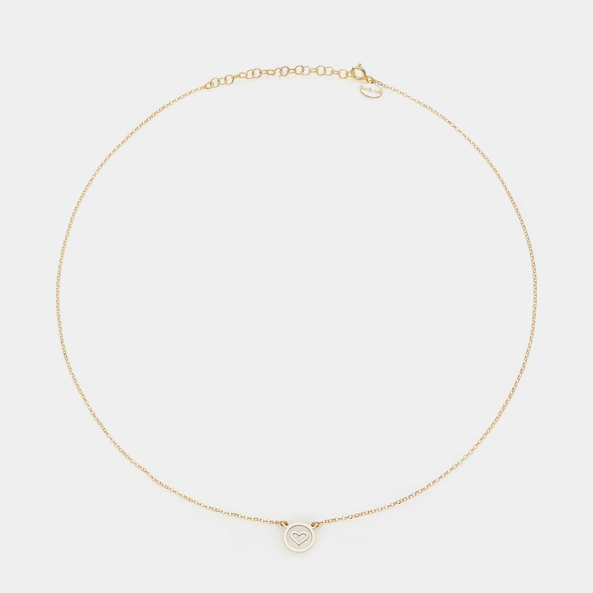 Gold-plated silver necklace with heart disc centerpiece