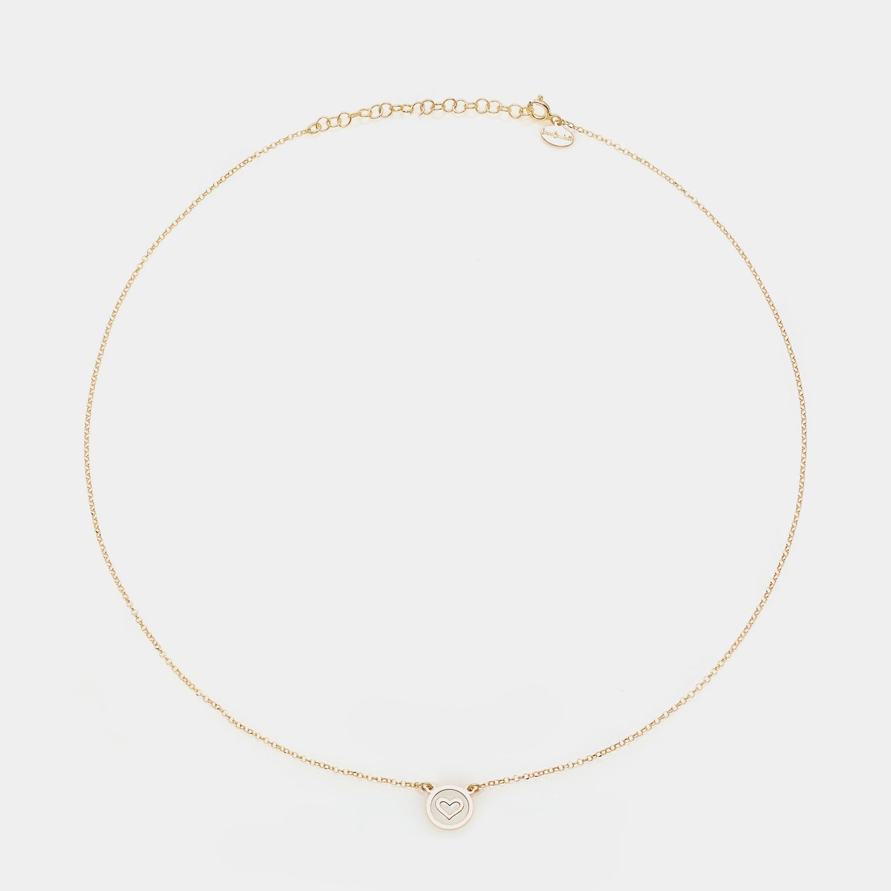 Gold-plated silver necklace with heart disc centerpiece