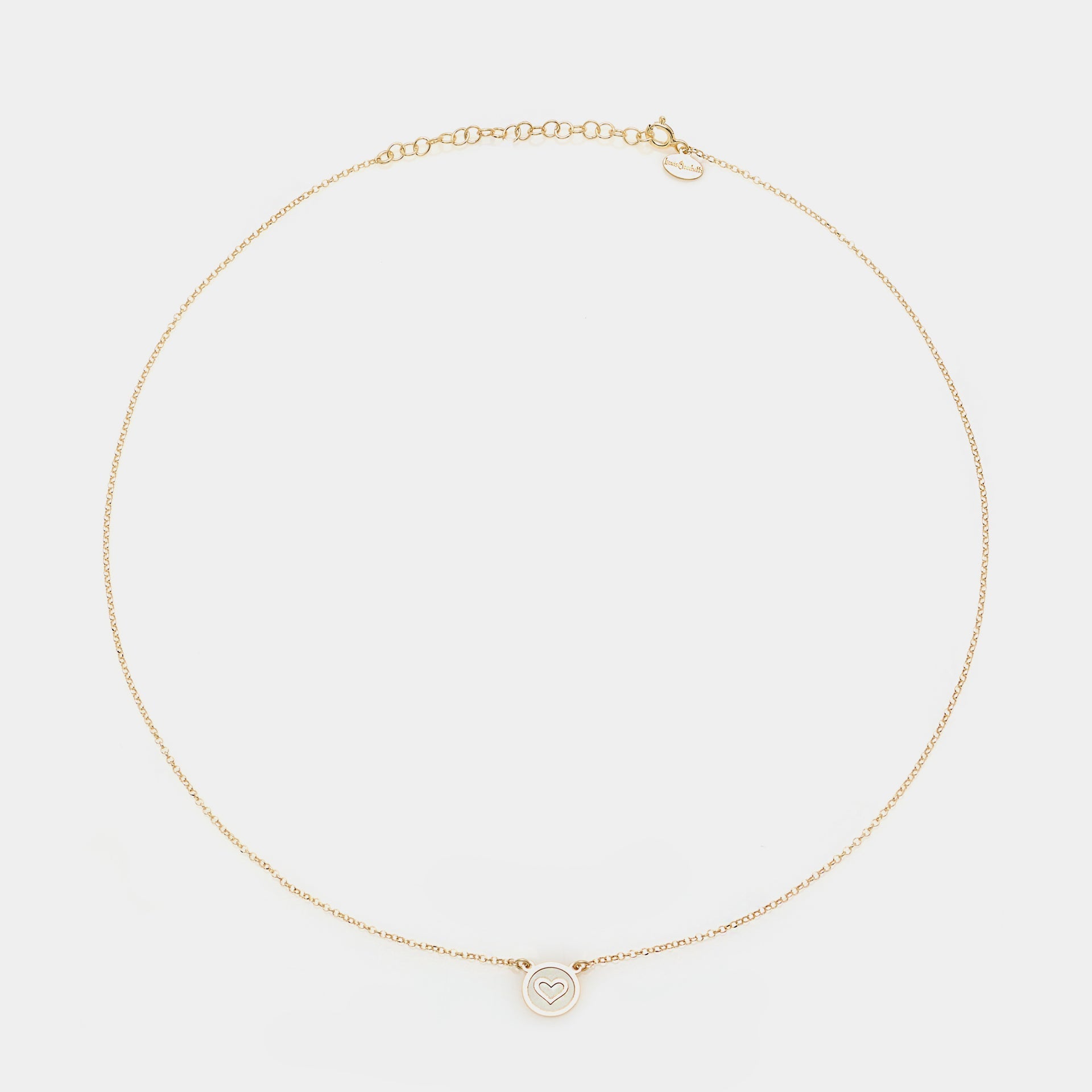Gold-plated silver necklace with heart disc centerpiece