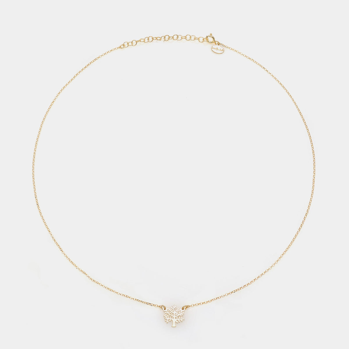 Collana argento dorato con centrale albero traforato
