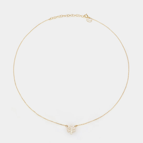 Collana argento dorato con centrale albero traforato