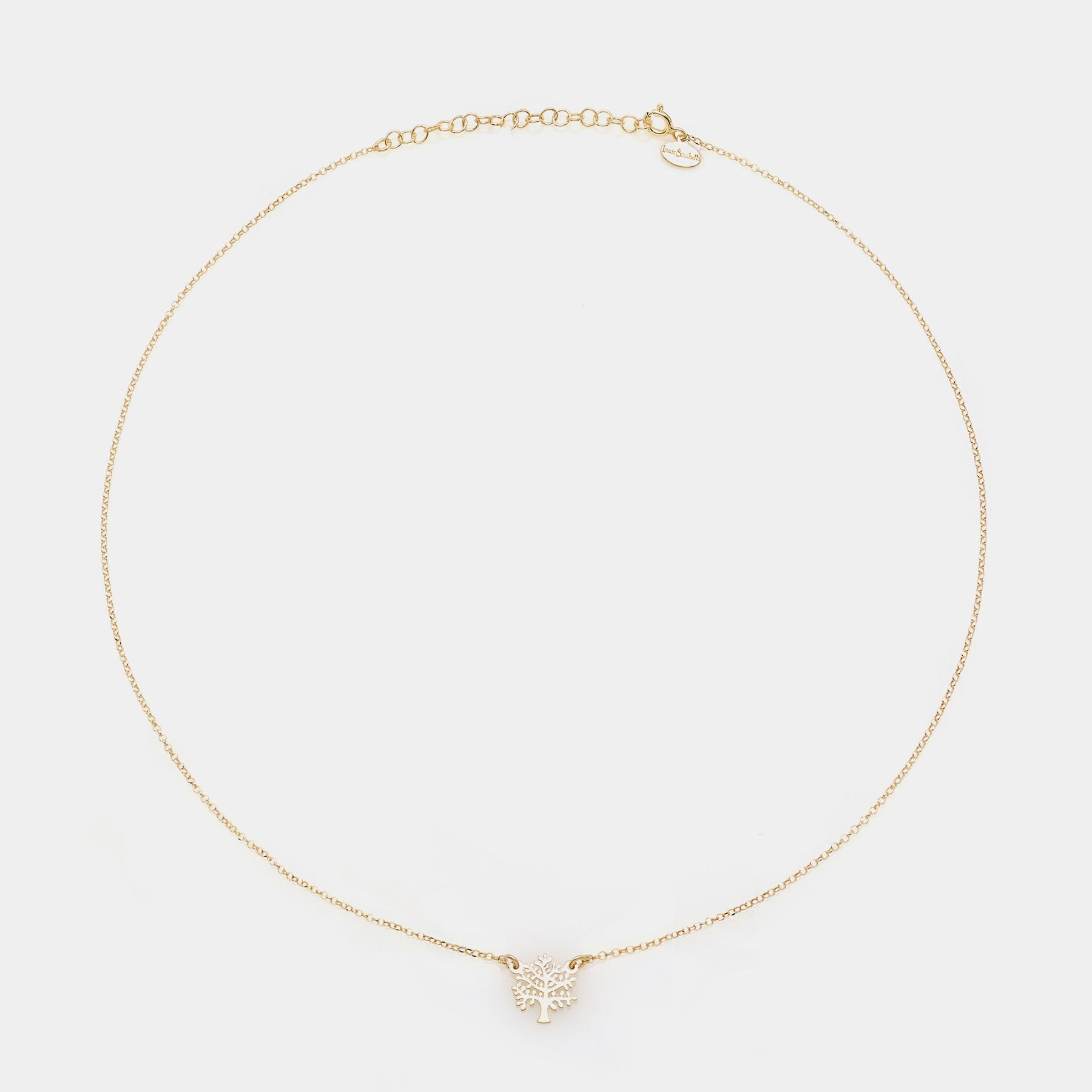 Gold-plated silver necklace with pierced tree centerpiece