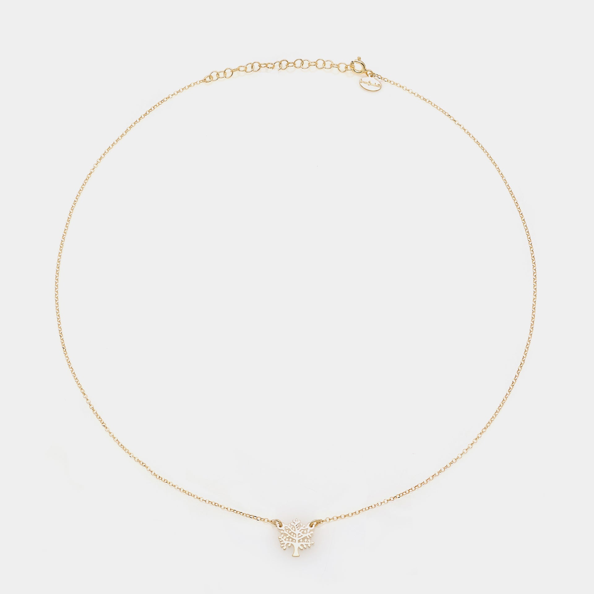 Gold-plated silver necklace with pierced tree centerpiece