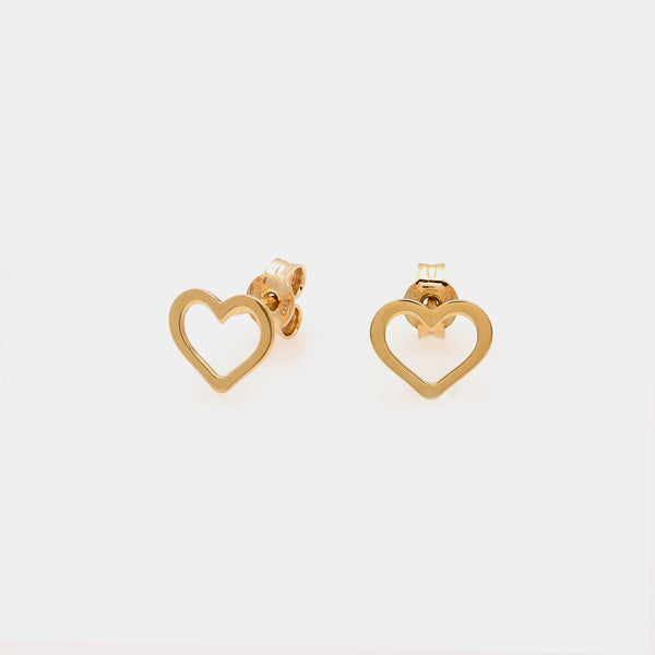 Pendientes de plata chapados en oro con corazón perforado