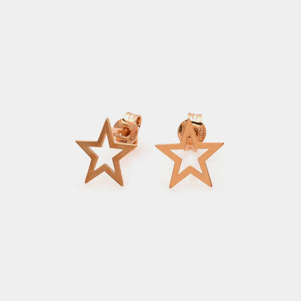 Pendientes de plata con estrella perforada en oro rosa