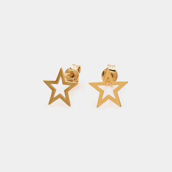 Gold-plated silver stud earrings with perforated star